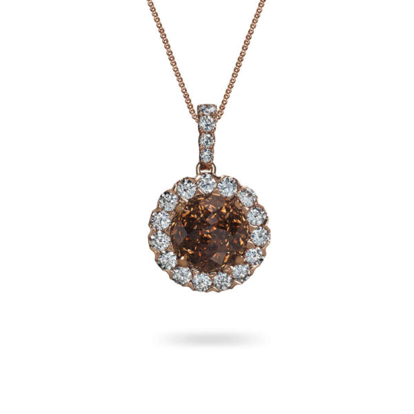 Le Vian Chocolate Diamond (1/8 ct. t.w.) & Vanilla Diamond (1/20 ct. t.w.)  Double Heart Pendant Necklace in 14k Tricolor Gold, 18