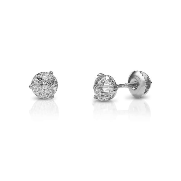 6mm Round-cut White Sapphire Crown Stud Earrings In Sterling Silver : Target